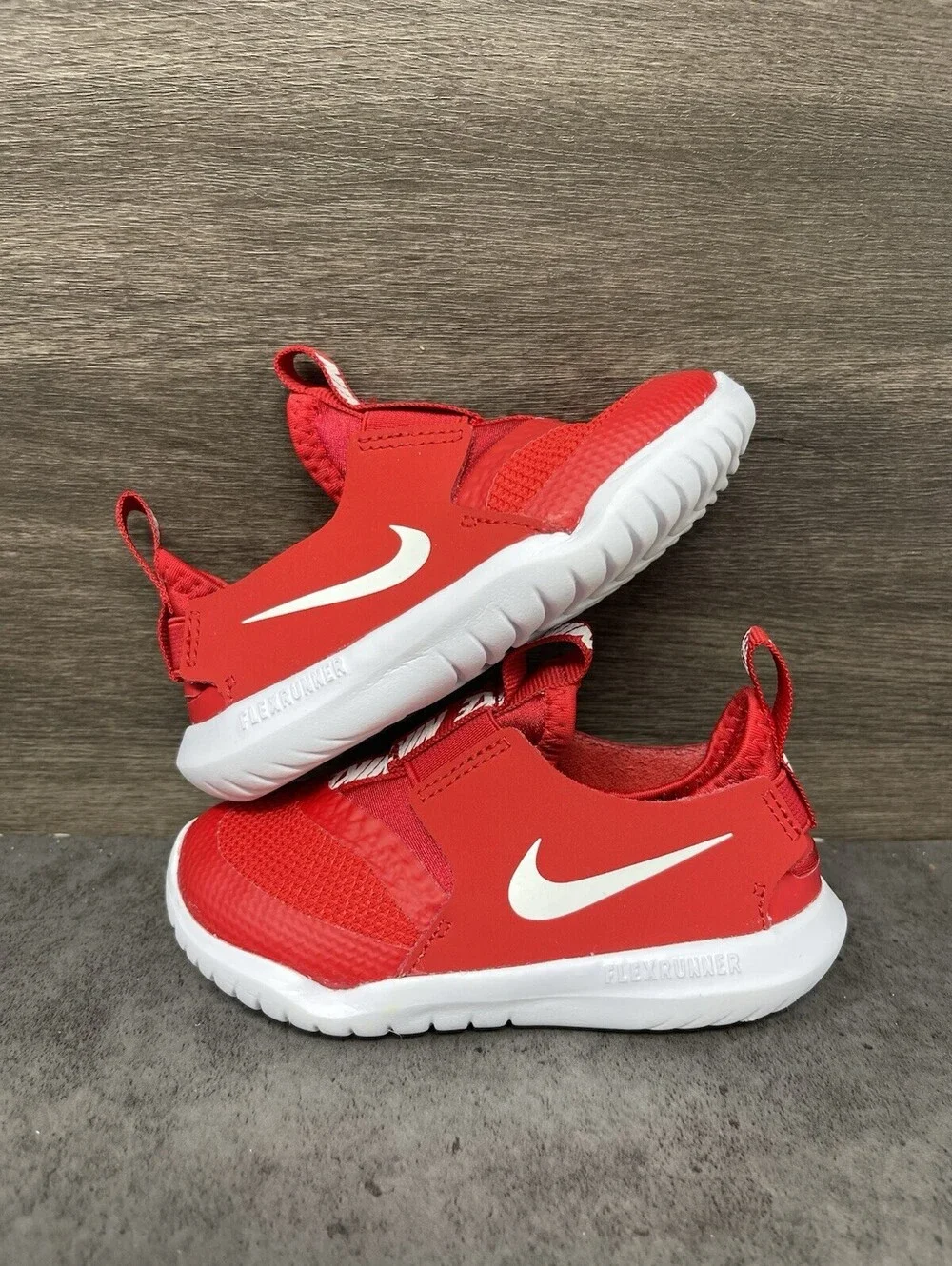 Nike Flex Runner Toddler Sneakers Size 8C Red White Athletic Trainer
